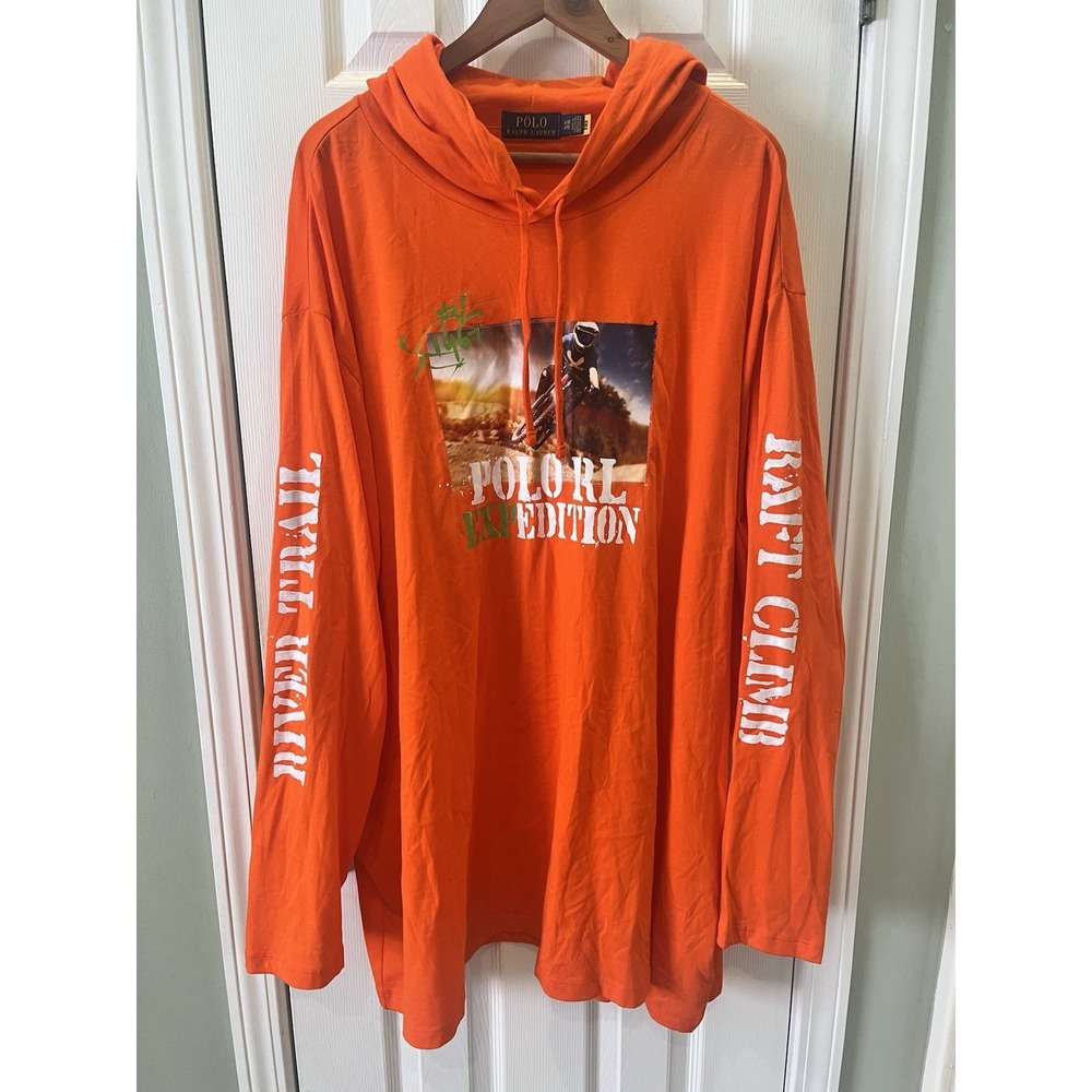 POLO RALPH LAUREN EXPEDITION Mens 4XB Hooded T Shirt River Trail Raft Climb